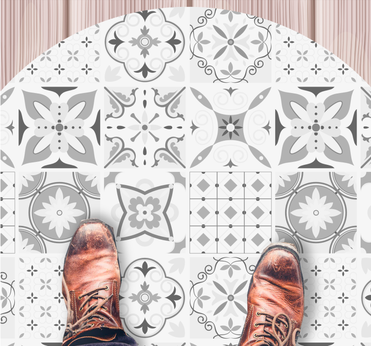 Monochrome Mosaic tile carpet - TenStickers