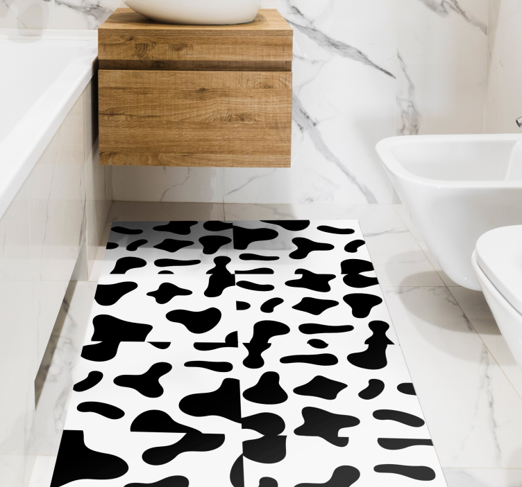 Black and white cow animal print vinyl rug - TenStickers