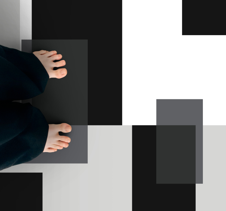 Monochrome Square Layout minimal vinyl rug - TenStickers