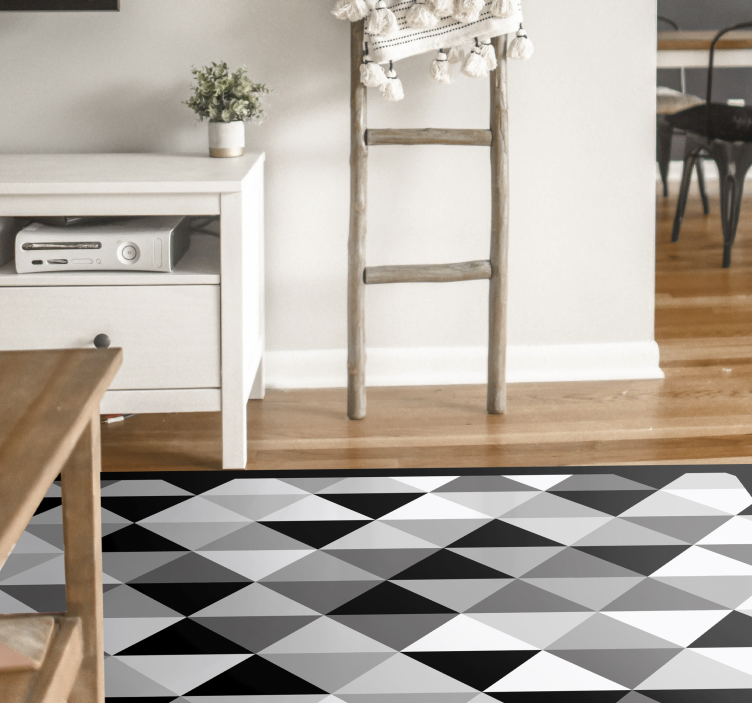 Grey triangle motif living room vinyl rug - TenStickers