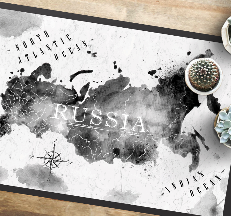 Monochrome World Map world map vinyl rug - TenStickers