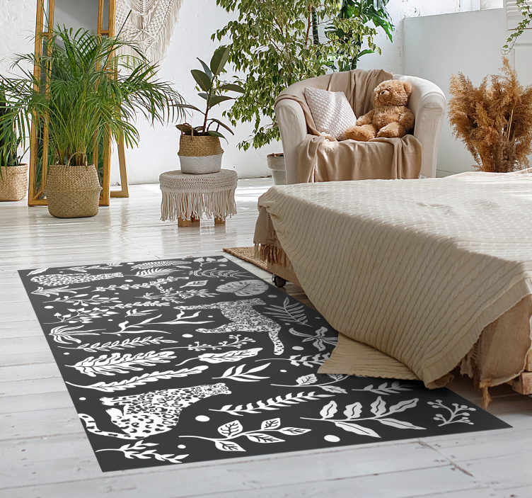 Monstera and leopards nature vinyl rug - TenStickers