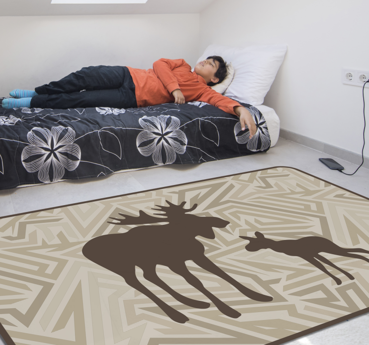 Moose family animal vinyl rug - TenStickers