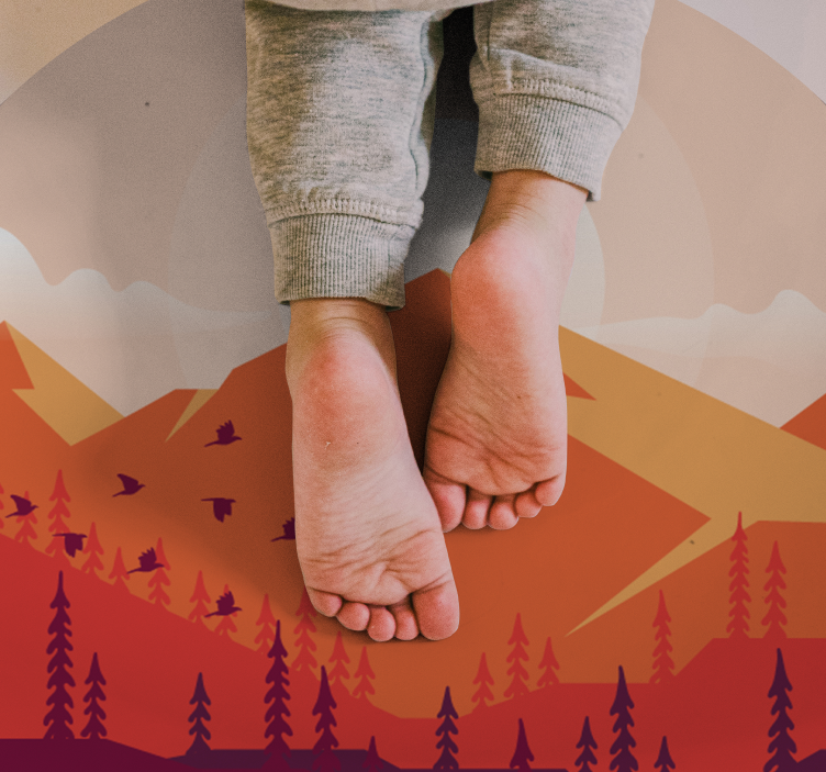 Mountainous Landscape textured vinyl rug - TenStickers