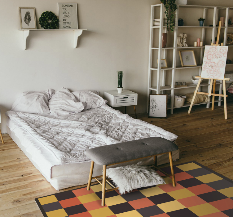 Multicolor square design modern rug - TenStickers