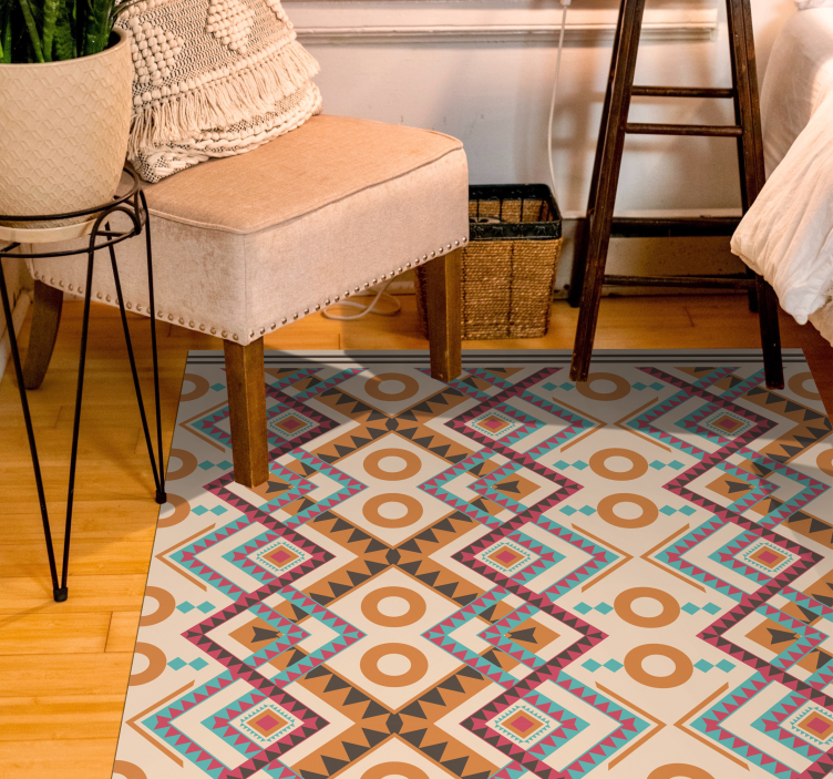 Multicolored diamonds pattern ethnic rug - TenStickers