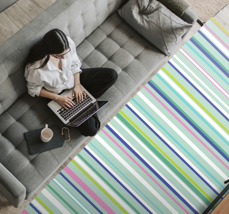 Multicolored elegant patterns striped vinyl rug - TenStickers