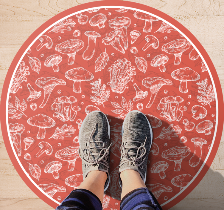 Mushroom Illustration nature vinyl rug - TenStickers