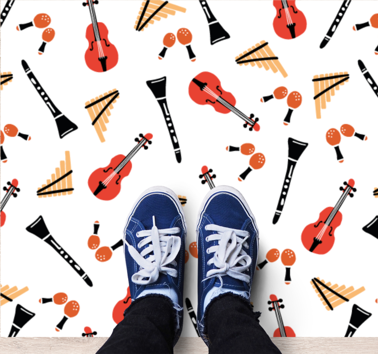 Musical Instrument Pattern kids vinyl rug - TenStickers