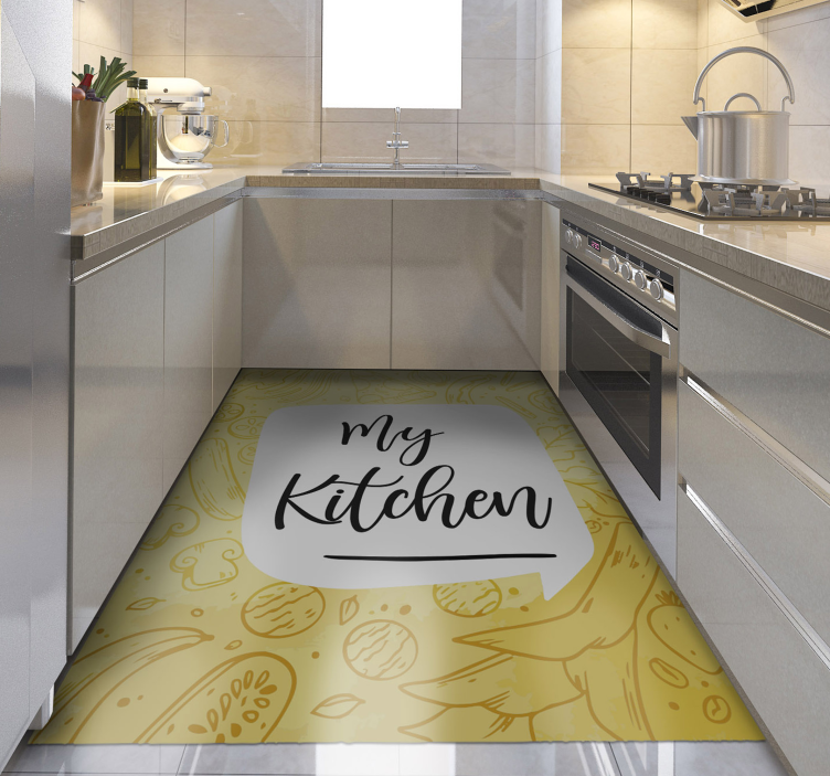 My Kitchen floral vinyl rug - TenStickers