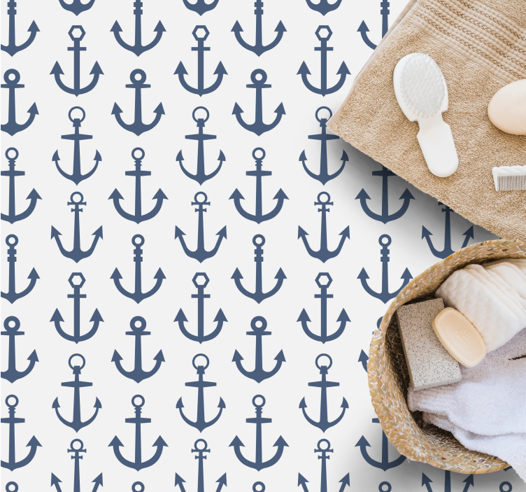 Nautical Anchor Theme bathroom vinyl rug - TenStickers