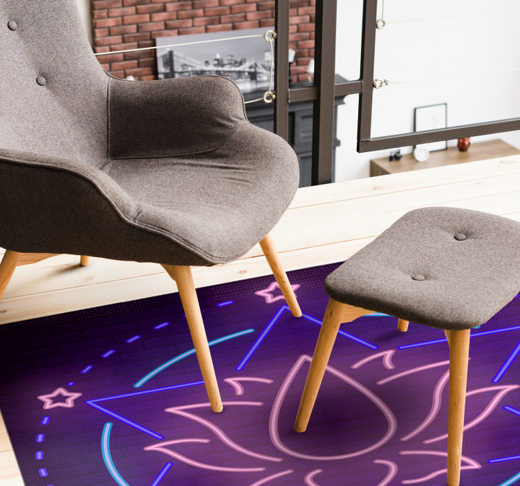Neon Mandala Pattern mandala vinyl rug - TenStickers