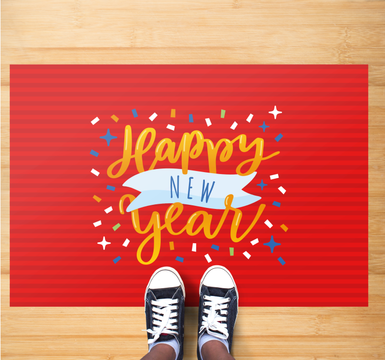 New Year Celebration Christmas vinyl rug - TenStickers