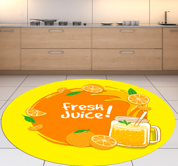 Orange juice kitchen vinyl rug - TenStickers