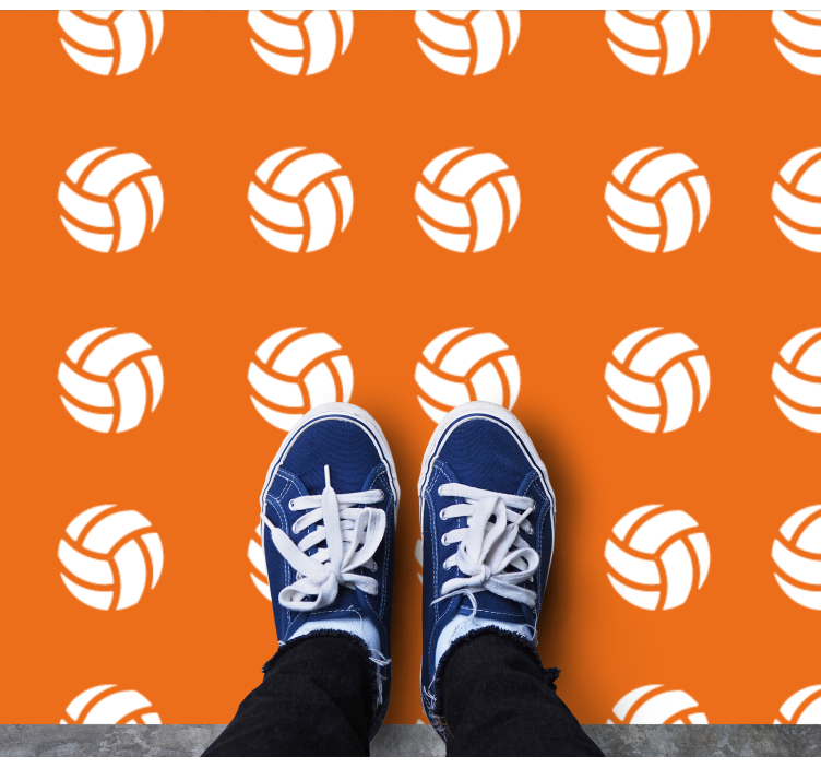 Orange Volleyball Pattern game vinyl rug - TenStickers