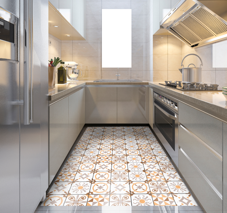 Ornate Patterned tile vinyl rug - TenStickers