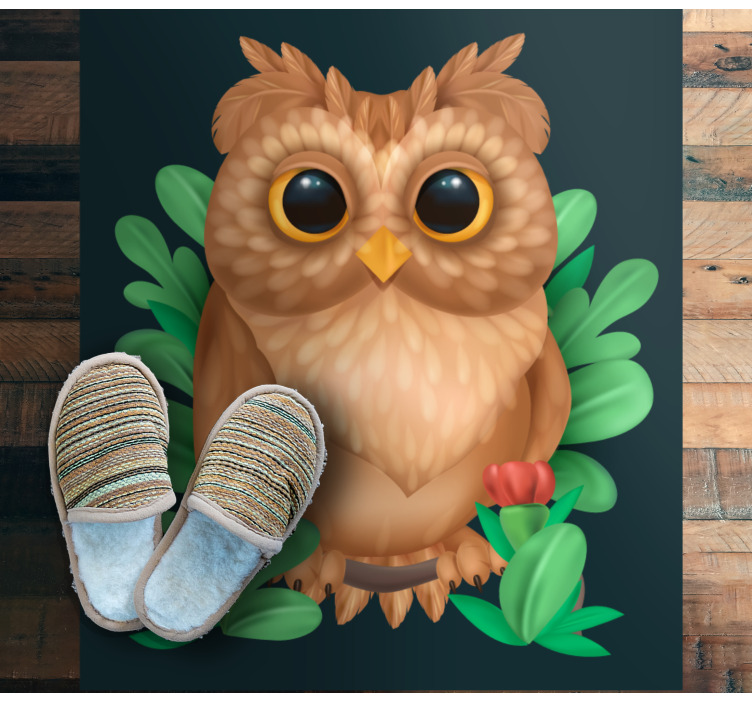 Owl illustration beautiful eyes bedroom rug - TenStickers