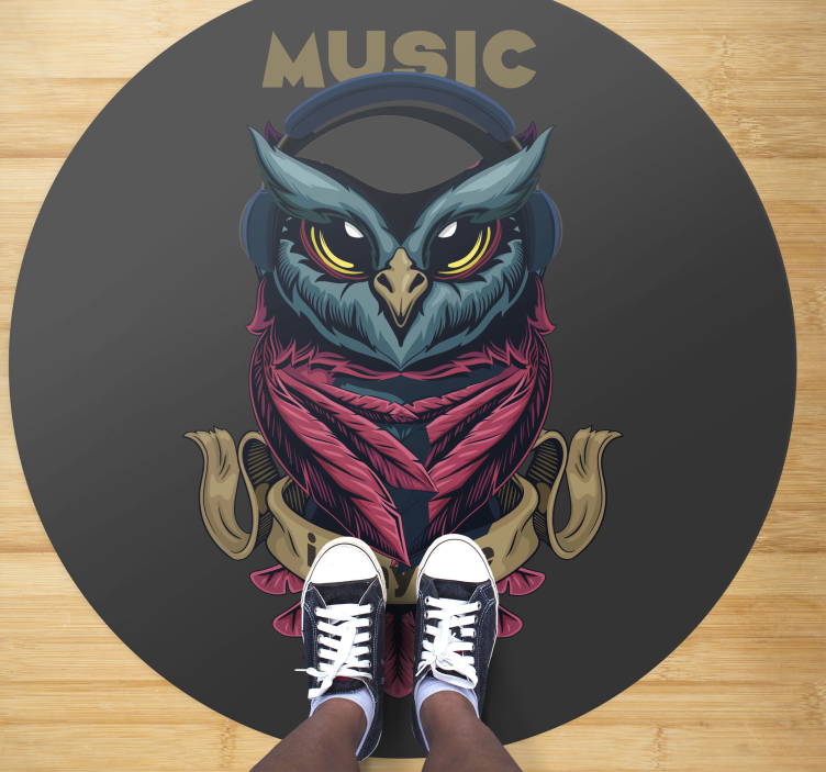 Owl Music Emblem teen vinyl rug - TenStickers
