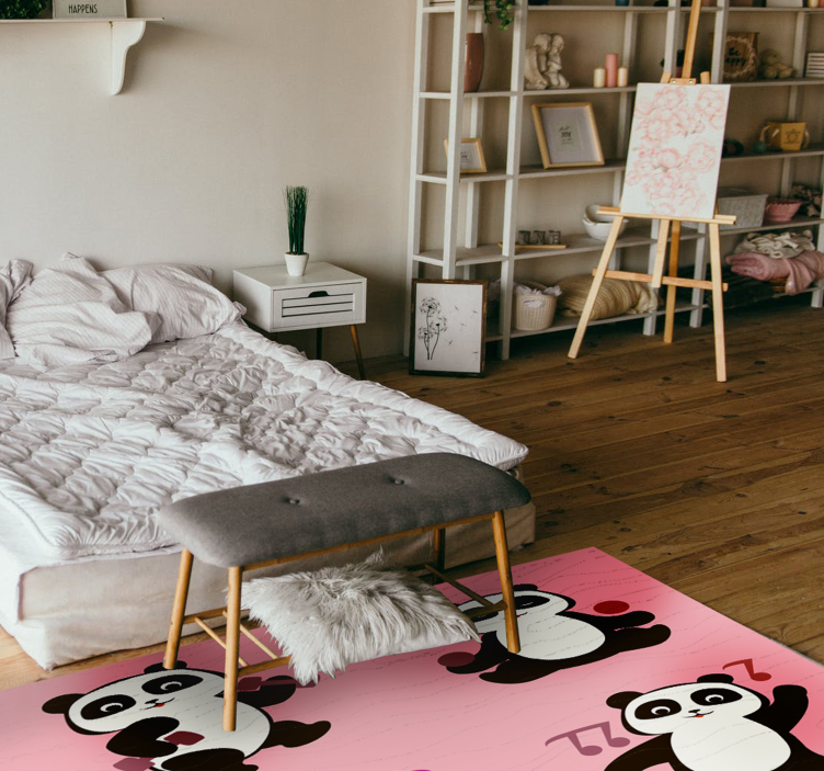 Panda Dance Motif kids vinyl rug - TenStickers
