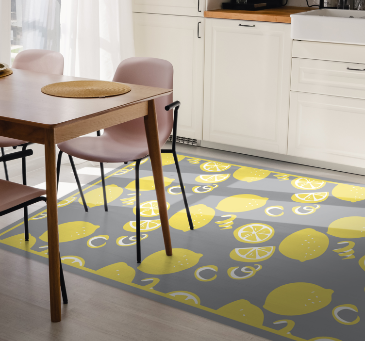 Pantone lemons kitchen floor tiles - TenStickers