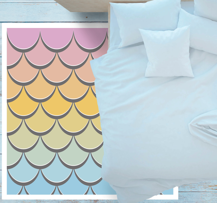 Pastel fish scales textured vinyl rug - TenStickers