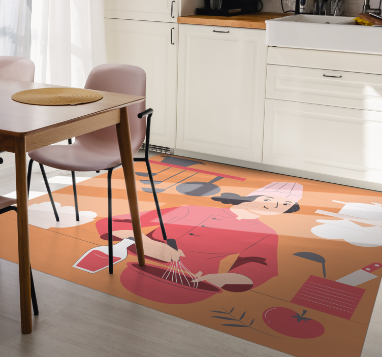 Pastry chef cartoon kitchen floor tiles - TenStickers
