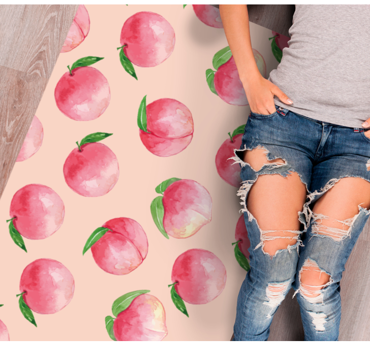 Peach blossom pattern kitchen vinyl rug - TenStickers