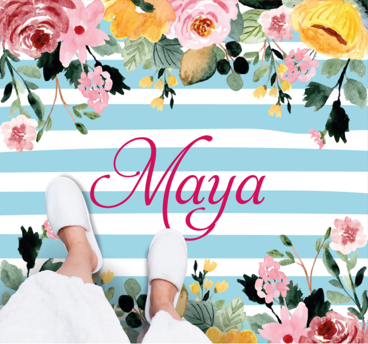 Custom botanical design bedroom vinyl rug - TenStickers