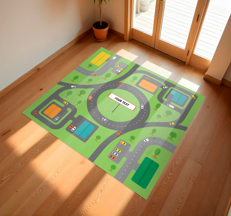 Personalized Cityscape custom vinyl rug - TenStickers