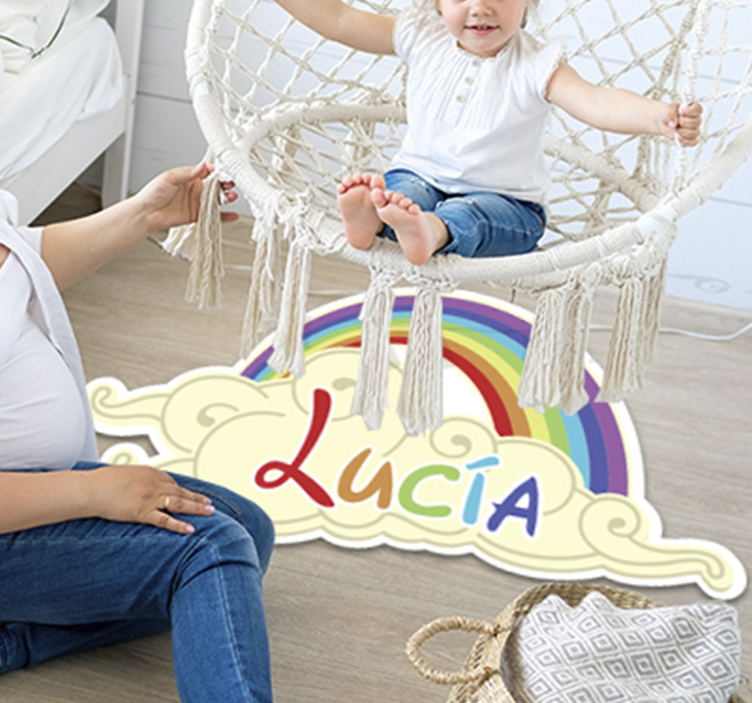 Personalized Rainbow Cloud Design nursery rugs - TenStickers