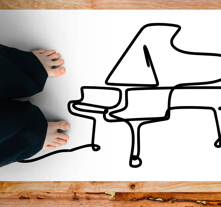Piano line art cute design modern rug - TenStickers