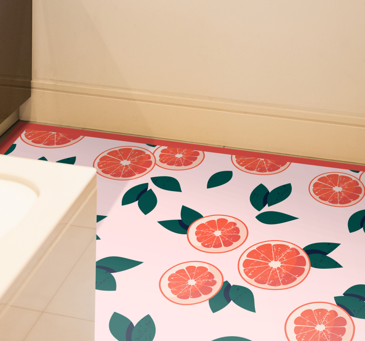 Blush citrus blooms floral vinyl rug - TenStickers