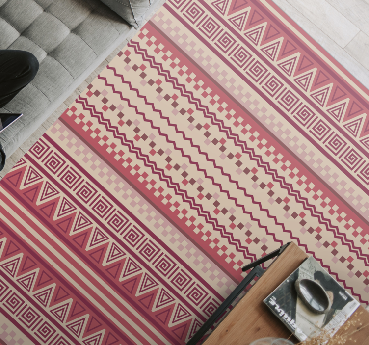 Pink striped Kilim ethnic vinyl rug - TenStickers