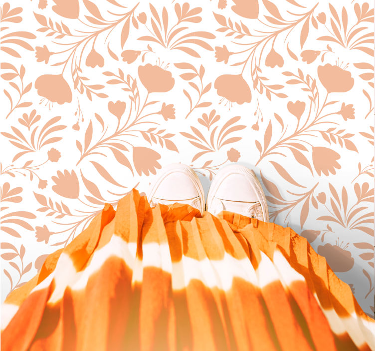 Pink vintage leaves pattern floral rug - TenStickers