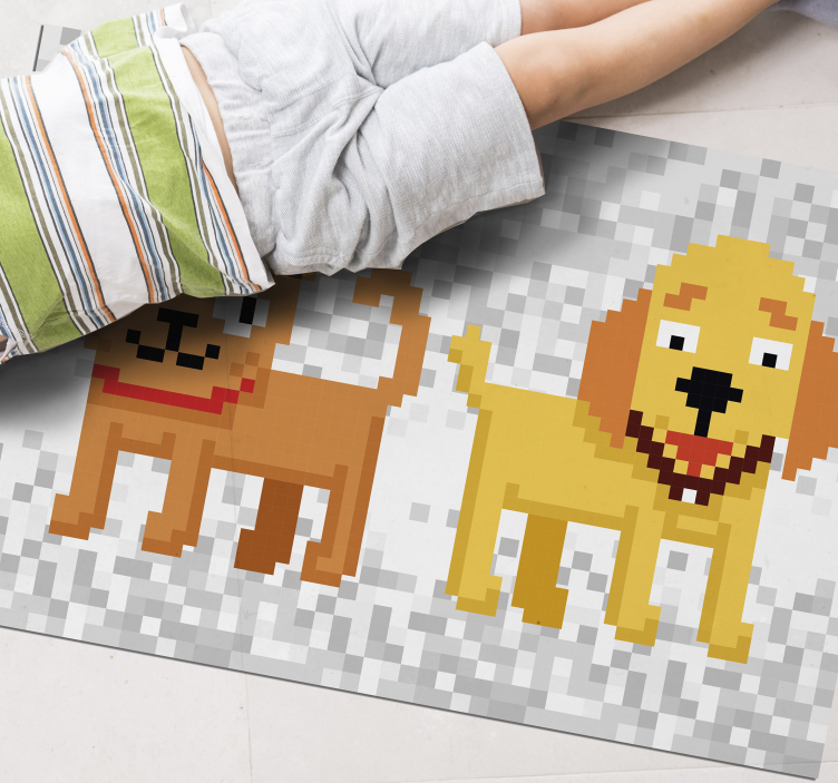 Pixelated Pet Friends kids vinyl rug - TenStickers