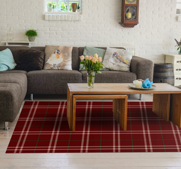 Plaid Patterned Surface living room vinyl rug - TenStickers