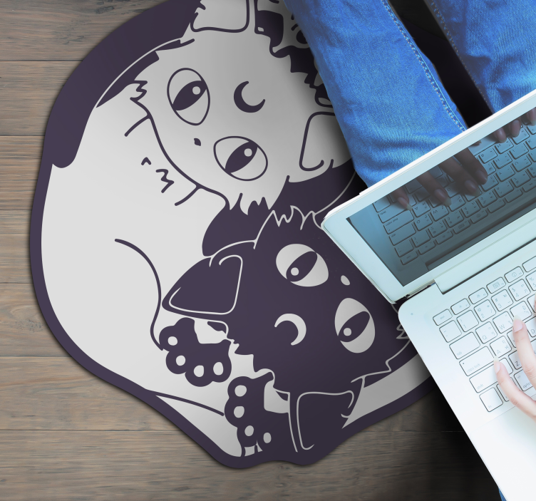 Playful Cat Duo kids vinyl rug - TenStickers