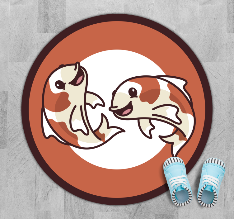 Playful Koi Circle animal vinyl rug - TenStickers
