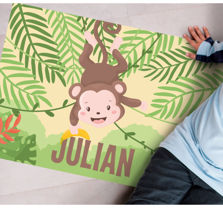 Playful Monkey Theme custom vinyl rug - TenStickers