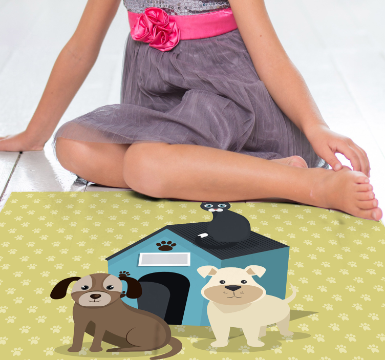 Dogs at home animal vinyl rug - TenStickers