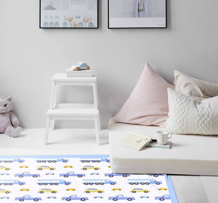 Playful Traffic Theme kids vinyl rug - TenStickers