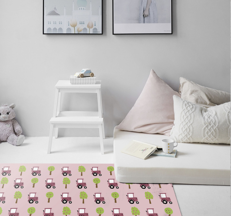 Playful Trucks Pattern kids vinyl rug - TenStickers