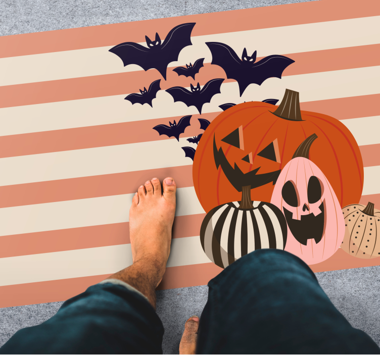 Pumpkin Trio halloween vinyl rug - TenStickers