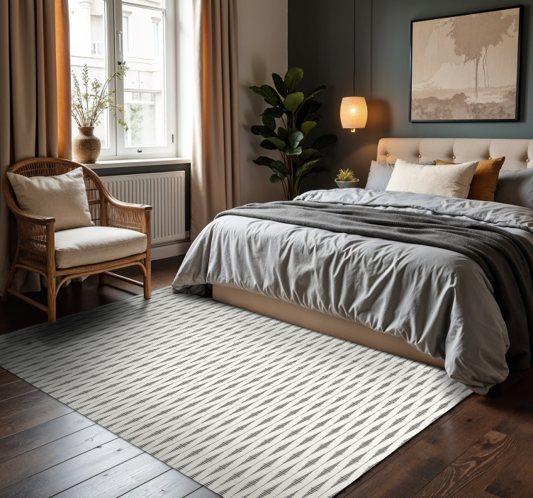 "Rabaul Ikat" grey and beige modern vinyl rug - TenStickers