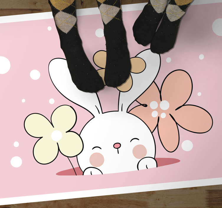 Rabbit on dotted background  animal rug - TenStickers