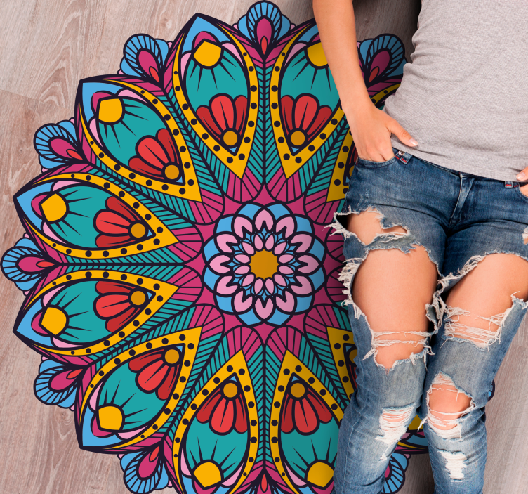 Rainbow colors mandala mandala vinyl rug - TenStickers