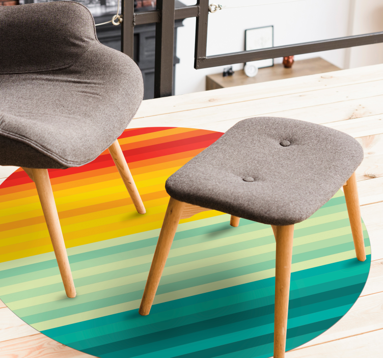 Rainbow Stripes Circle striped vinyl rug - TenStickers