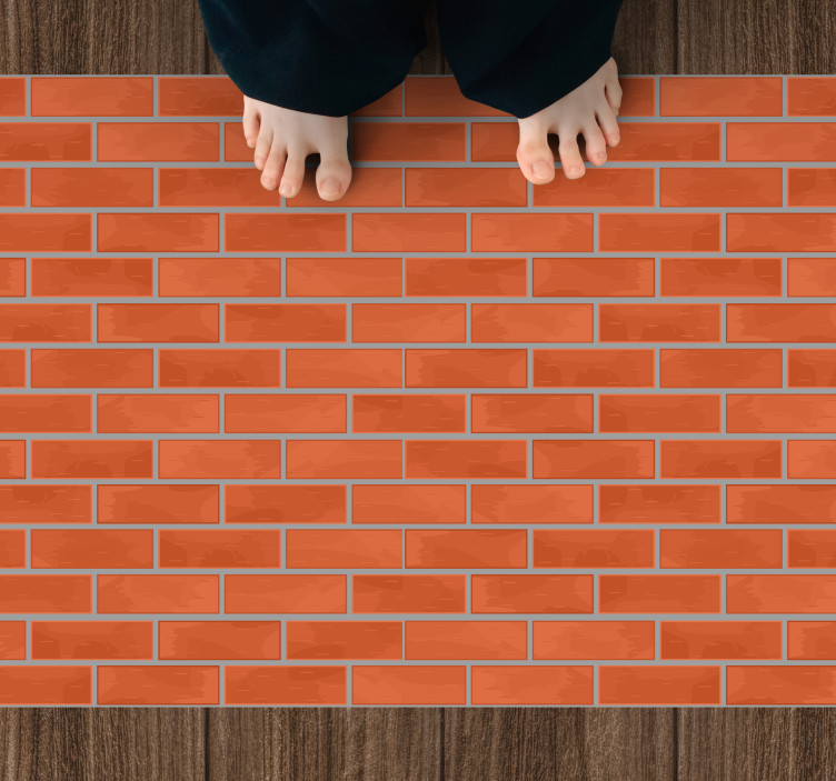 Red brick pattern stone effect vinyl rug - TenStickers