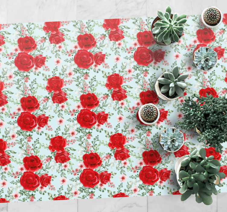 Red Floral Elegance floral vinyl rug - TenStickers