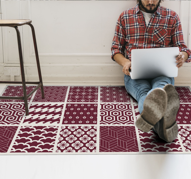 Red tile pattern vinyl carpet - TenStickers